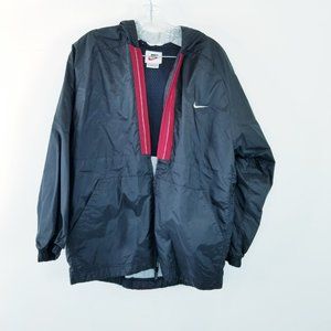 Nike XL Kids Windbreaker Hooded Vintage Jacket Black Red
